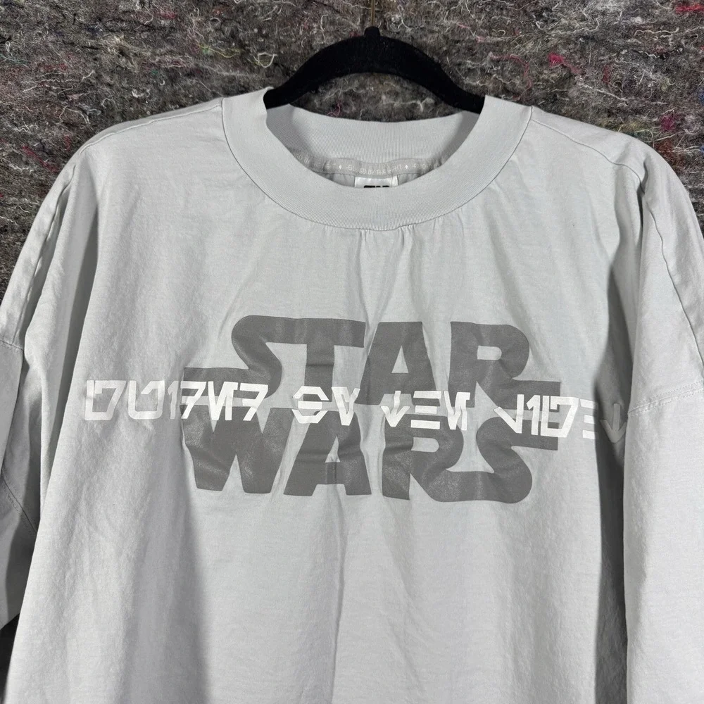 Star Wars Disney Ashley Eckstein Womens L Gray Oversized Aurebesh T-Shirt - Picture 2 of 16